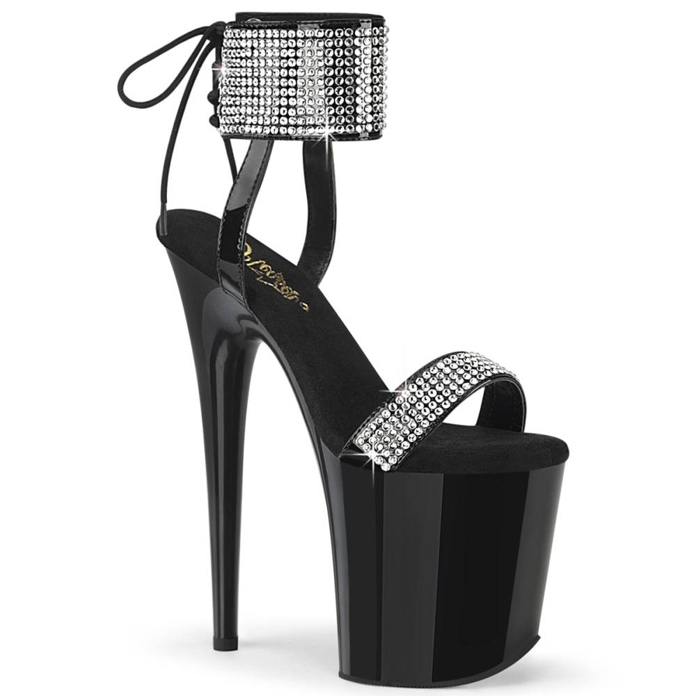 Pleaser - FLAMINGO-870 Sandaal met enkelband, Paaldans schoenen - Zwart